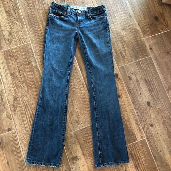 7 FOR ALL MANKIND Sz 27 ‘90s Blue Distressed Ripped Western Flare Stretch Jeans - Picture 4 of 12